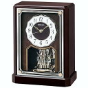 【中古】セイコー クロック 置き時計 電波 アナログ 回転飾り 木枠 濃茶 木地 BY243B SEIKO