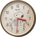 【中古】リズムRHYTHM SNOOPY スヌーピー 掛け時計 キャラクター アナログ 連続秒針 茶 木目調 スヌーピーM06 8MGA40-M06