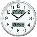 【中古】セイコークロックSeiko Clock セイコー クロック 掛け時計 電波 アナログ カレンダー 温度 湿度 表示 銀色 メタリック KX235S