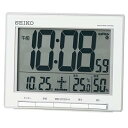 【中古】セイコー クロック 目覚まし時計 電波 デジタル カレンダー 温度 湿度 表示 大型画面 銀色 メタリック SQ786S SEIKO