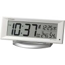 【中古】リズムRHYTHM シチズン 置き時計 目覚まし時計 電波時計 デジタル ライト 温度 湿度 カレンダー 白 8.8x20.9x6.5cm 8RZ202...