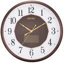 【中古】セイコークロックSeiko Clock 掛け時計 ハイブリッドソーラー 電波 アナログ 茶 メタリック SF241B