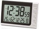 【中古】ADESSOアデッソ 置き時計 電波 シルバー デジタル 電波時計 温度 湿度 曜日 日付表示 NA-816