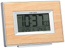 【中古】リズムRHYTHM 目覚まし時計 電波時計 デジタル 温度 ・ 湿度 カレンダー 茶 薄茶木目調 フィットウェーブD174 8RZ174SR07