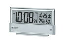 【中古】セイコークロックSeiko Clock セイコー クロック 目覚まし時計 電波 デジタル カレンダー 温度 湿度 表示 銀色 メタリック SQ773S ...