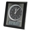 【中古】CASIOカシオ 目覚まし時計 電波 ブラック アナログ 常時点灯 温度 湿度 カレンダー 表示 TQT-351NJ-1JF