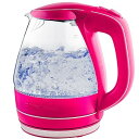 【中古】ブルーLED内臓 1.5L ガラス 電気 ケトル ピンク 並行輸入品
