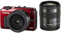 【中古】Canon ミラーレス一眼カメラ EOS M ダブルレンズキット EF-M18-55mm F3.5-5.6 IS STM/EF-M22mm F2 STM レッド EOSMRE-WLK(2)