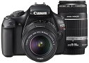 【中古】Canon デジタル一眼レフカメラ EOS Kiss X50 ダブルズームキット EF-S18-55mm/EF-S55-250mm ブラック KISSX...