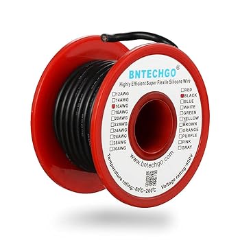 【中古】BNTECHGO 16ゲージ シリコーンワイヤー 超柔軟性 フレキシブルシリコーンケーブル線 ブラック 長さ延べ7.61メートル 断熱範囲温度: - 60 °C + 2
