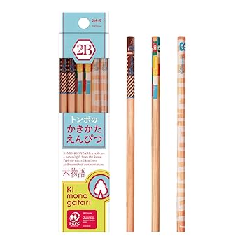 【中古】トンボ鉛筆 かきかた鉛筆 2B 3種のデザイン 木物語 水色柄 1ダース KB-KF01-2B