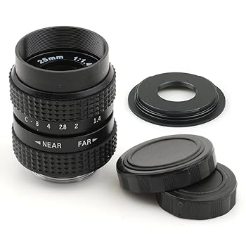 【中古】バシュポ Pixco CCTVレンズ 25mm f/1.4 Cマウントテレビカメラレンズ - Micro Four Thirds カメラ ブラック +Cマウントアダプター 撮影 用 C-M4/