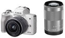 【中古】Canon ミラーレス一眼カメラ EOS Kiss M ダブルズームキット ホワイト EOSKISSMWH-WZK