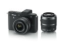 【中古】Nikon ミラーレス一眼カメラ Nikon 1 ニコンワン V1 ブイワン ダブルズームキット ブラック N1 V1WZ BK