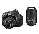 【中古】Nikon デジタル一眼レフカメラ D5300 ダブルズームキット ブラック 2400万画素 3.2型液晶 D5300WZBK