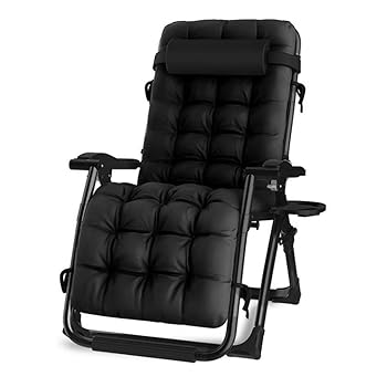【中古】zhedieyi-01 リクライニングチェア 折りたたみ ラウンジチェアー 枕つき アウトドアチェア ゼログラビティ 金属ロック 耐荷重200kg ブラックレバ