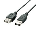 【中古】エレコム USBケーブル 延長 USB2.0 USB A オス to USB A メス リバーシブルコネクタ 2m ブラック U2C-DE20BK