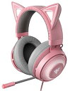 【中古】Razer Kraken Kitty Quartz Pink ゲーミングヘッドセット USB THX7.1 ネコミミ Chroma ノイズキャンセリングマイク 冷却ジェルパッド PC PS4 PS5