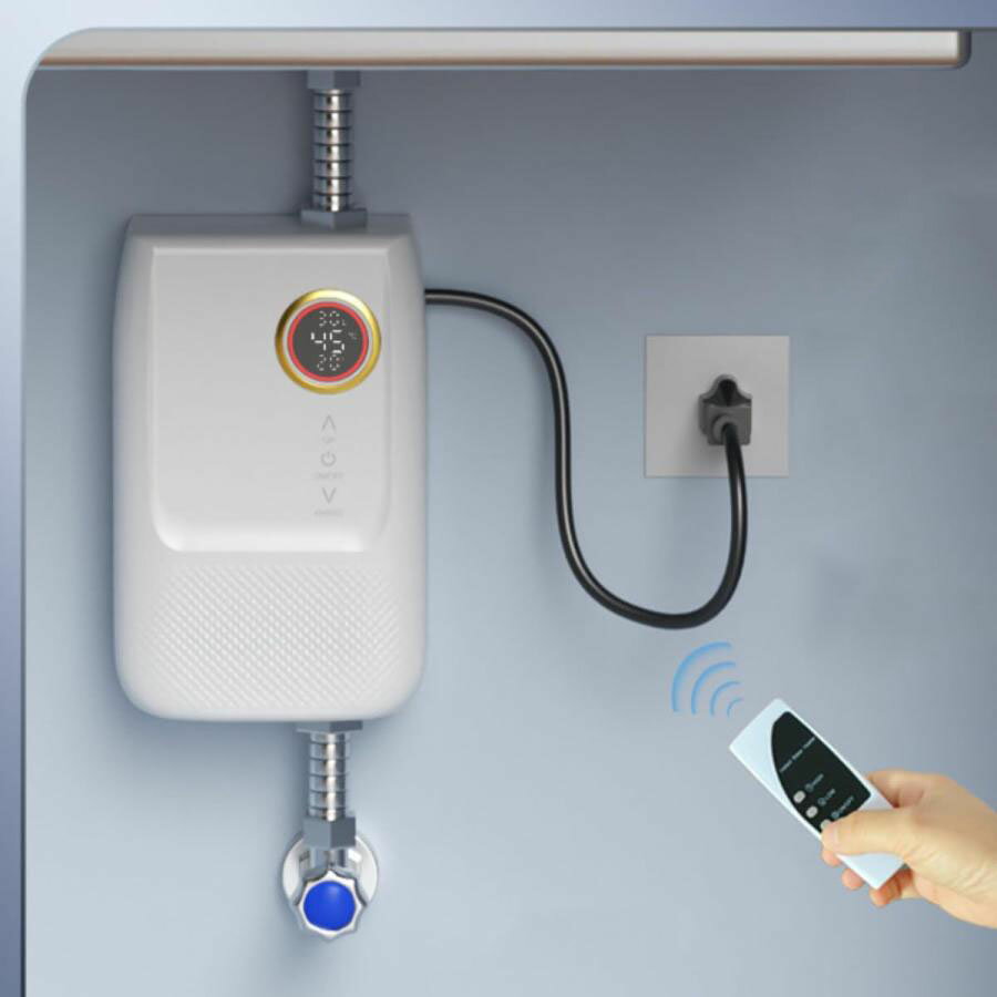 電気給湯器 壁掛け 給湯器 ポータブルミニ小型電気温水器 リモコン付き 急速加熱 3000W 電気温水ヒータ..