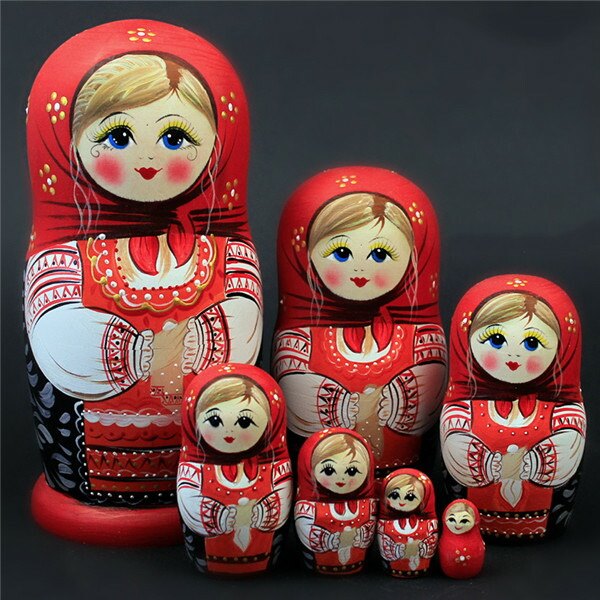 マトリョーシカ ロシア人形 木製 7体セット 伝統工芸品 手作り品 クリスマス プレゼント ギフト おしゃれ インテリア 雑貨 置物 民芸品 お土産 北欧風 人形飾り ドール 可愛い 飾り