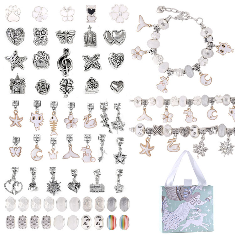DIY ブレスレット 3本 子供 腕輪 おしゃれ かわいい 66pcs ビーズ 女の子 小学 アクセサリー おもちゃ 手作り 創造力 ペンダント アクセサリーキット 美的感覚 プレ 誕生日 クリスマス