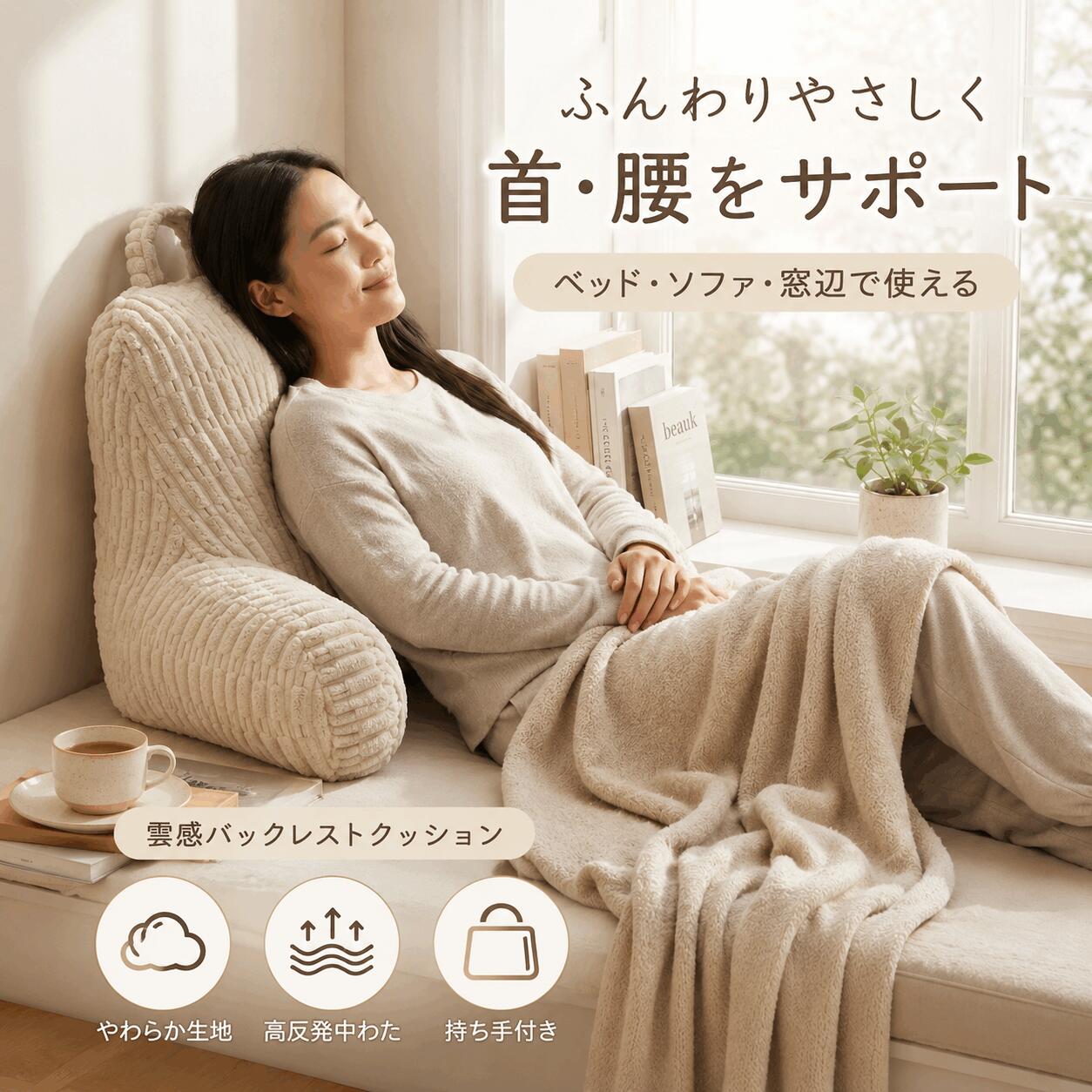 Rakuten - 背もたれ クッション ベッド ソファー 腰枕 ベッド用 リラックスクッション 傾斜 テレビ 大きいサイズ インテリア 多機能 父の日 家庭用 ベッドサイズ 読書 ロング 寝ながら 映画鑑賞