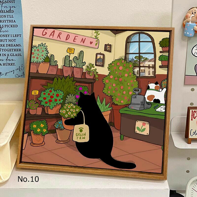 塗り絵 数字 油絵 数字塗り絵 数字油絵セット 大人の塗り絵 ぬりえ インナーフレーム付 初心者向け 油絵風 絵画 美術品 DIY絵 インテリア お絵描き 花柄 猫 白猫 黒猫 ネコ