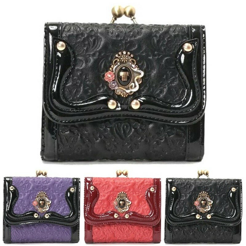 アナスイ 財布 がま口 二つ折 セルパン 二つ折り口金財布 316112 ANNA SUI 本革 レディース ブラック パープル レッドのサムネイル