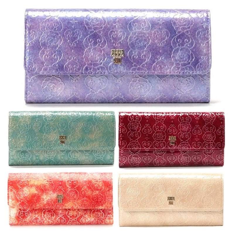 アナスイ 財布（レディース） アナスイ ANNA SUI 財布 長財布 かぶせ長財布 ローズハート フラップ長財布 311630 ラベンダー ベージュ エメラルドグリーン ワイン