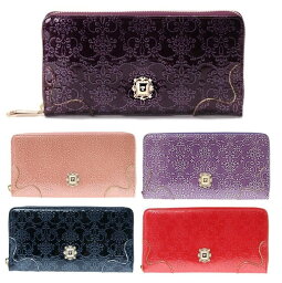 アナ スイ 革財布 レディース ANNA SUI アナスイ 財布 長財布 ルーミー ラウンド長財布 310490 パープル ピンク ラベンダー ネイビー レッド グリーン