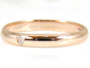 指輪ペアペアリング人気結婚指輪マリッジリングホワイトゴールドk18ピンクゴールドk18一粒ダイヤモンド甲丸ダイヤ18金ストレートカップル