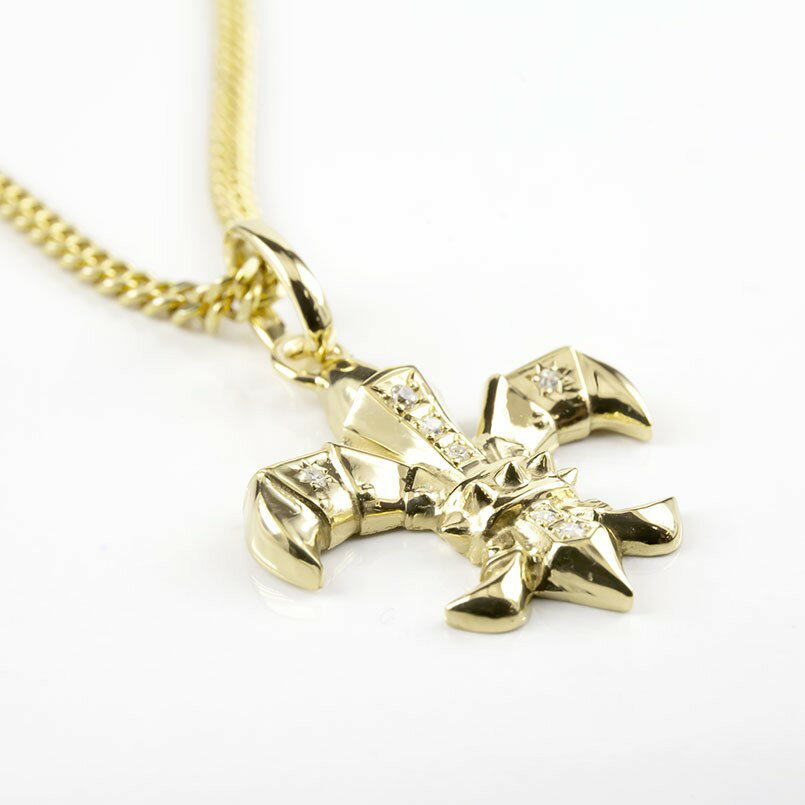 楽天市場 18金 ペンダントトップ ネックレス メンズ 喜平用 ダイヤモンド ユリ紋章 ゴールド 18k イエローゴールドk18 西洋 鎧 騎士 チェーン 喜平 の 送料無料 人気 ジュエリー工房アトラス