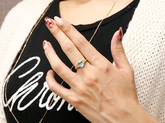 エンゲージリング婚約指輪一粒ブルートパーズイエローゴールドk18大粒指輪ダイヤモンド11月誕生石18金ストレート宝石送料無料