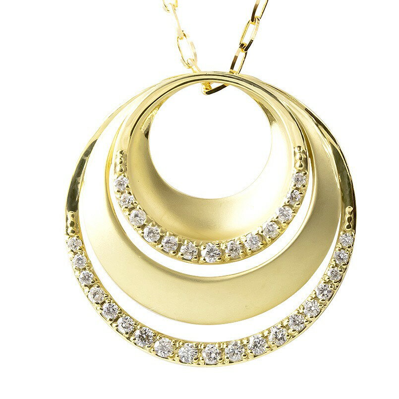 18金 ネックレス ダイヤモンド ダイヤレディース ゴールド イエローゴールドK18 丸 サークル ペンダント シンプルグリームカットチェーン 女性 大人 送料無料 の トップ 人気