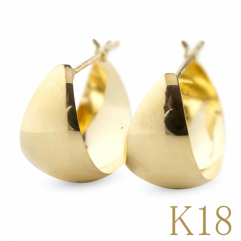 【決算 ラスト セール 】【あす楽】フープピアス 18金 ピアス 18k レディース リング イエローゴールドk18 シンプル 地金 月甲 月形 三日月 大ぶり 女性 人気 両耳用 大人 可愛い おしゃれ 可憐