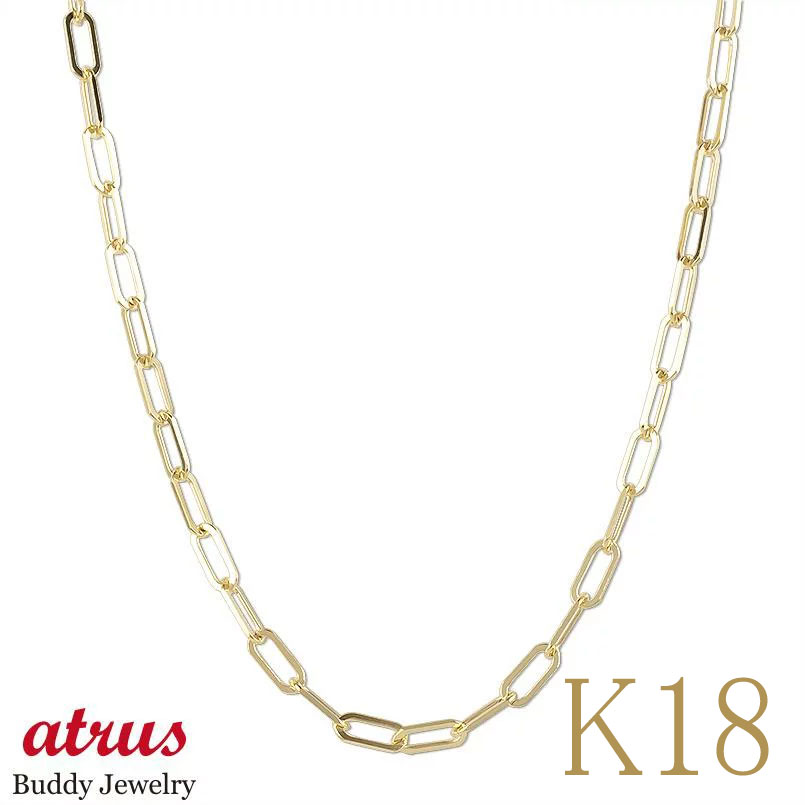 18金 ネックレス メンズ チェーン だけ チェーンのみ 60cm クリップチェーン ゴールド イエローゴールドk18 18k 地金 男性 プレゼント 人気 チ...