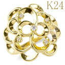 純金 k24 24金 リング レディース ダイヤモンド 花 フラワー 指輪 シンプル 24k 金 ゴールド 婚約指輪 ピンキーリング 幅広 太め 透かし フローラルパターン 4月誕生石 女性 の プレゼント ギフト ファッションリング ジュエリー 大人 おしゃれ 人気(4)