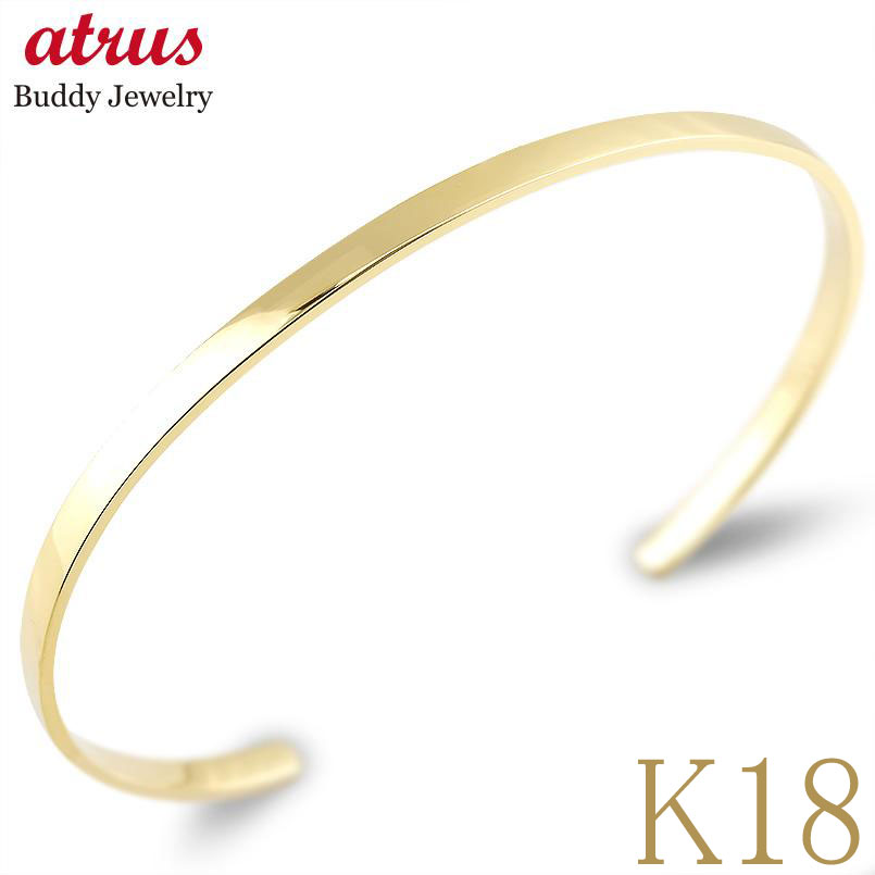 18金 バングル レディース 3ミリ幅 18k ブレスレット ゴールド イエローゴールドk18 鍛造 平角 シンプル 地金 女性 ジュエリー 普段使い ギフト ...