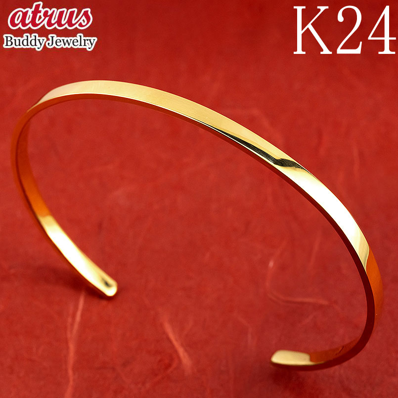 純金 24金 ブレスレット レディース バングル 3mm幅 鍛造 K24 ゴールド 造幣局検定刻印付 地金ジュエリー 日本製 高級 金属アレルギー対応 女性用 ...