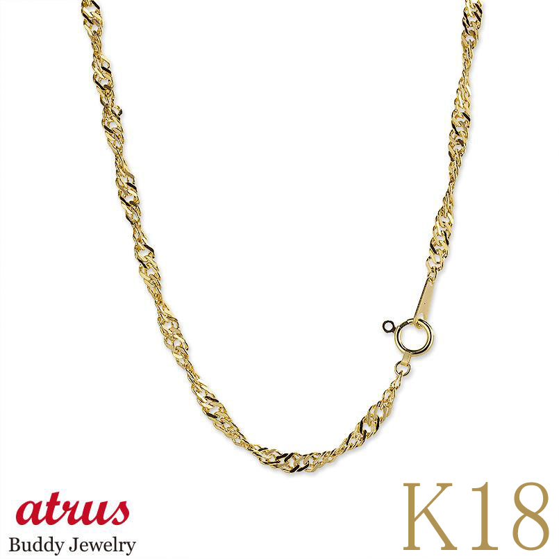 18金 ネックレス メンズ チェーン のみ 選べる長さ 50cm 60cm 3.5mm幅 スクリューチェーン ゴールド イエローゴールドk18 地金 男性 だけ...