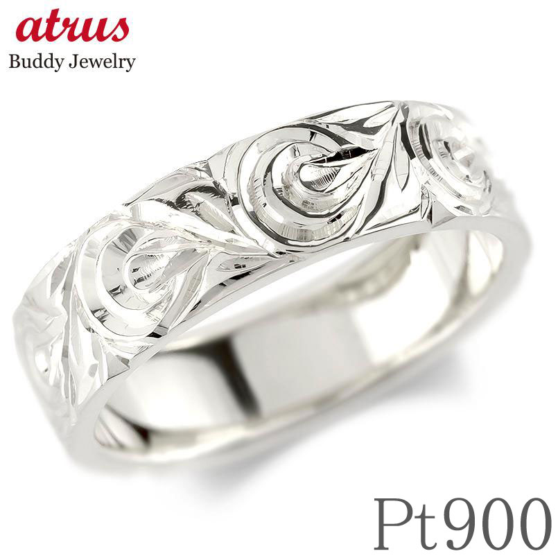 プラチナ リング レディース ハワイアンジュエリー 幅広 指輪 太め ピンキーリング 婚約指輪 シンプル 波 スクロール 人気 pt900 ジュエリー 地金 誕...