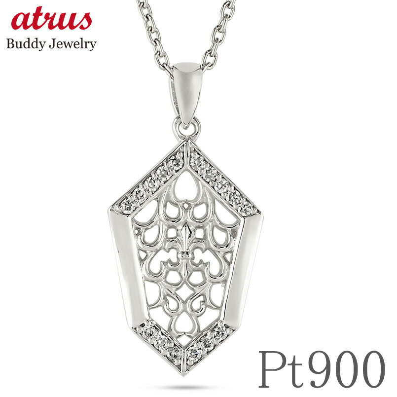 プラチナ ペンダントトップ ネックレス ダイヤモンド メンズ 盾 シールド 透かし 百合の紋章 pt900 トップ アンティーク シンプル 送料無料