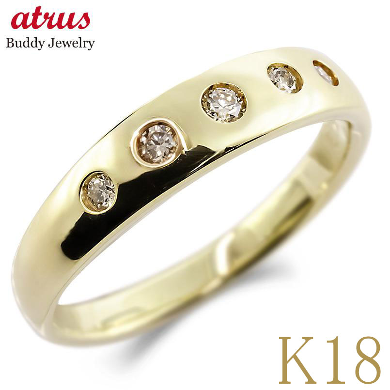 婚約指輪 ゴールド リング レディース 18金 18k ダイヤモンド 指輪 甲丸 無垢 k18 ダイヤ 0.12カラット エンゲージリング シンプル 金 イエロ...
