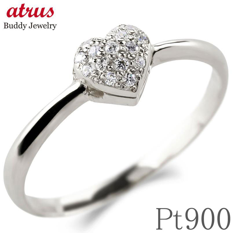ハート ダイヤモンド パヴェ プラチナ リング pt900 0.075ct ユニセックス 指輪