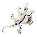 ピンブローチ メンズ プラチナ ラペルピン アミュレット 宝石 ヤモリ 爬虫類 男性 コントラッド 東京 人気