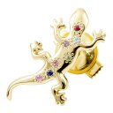 ブローチ メンズ ピンブローチ ラペルピン イエローゴールドk18 アミュレット 宝石 ヤモリ 爬虫類 男性 コントラッド 東京 18金 18k 人気