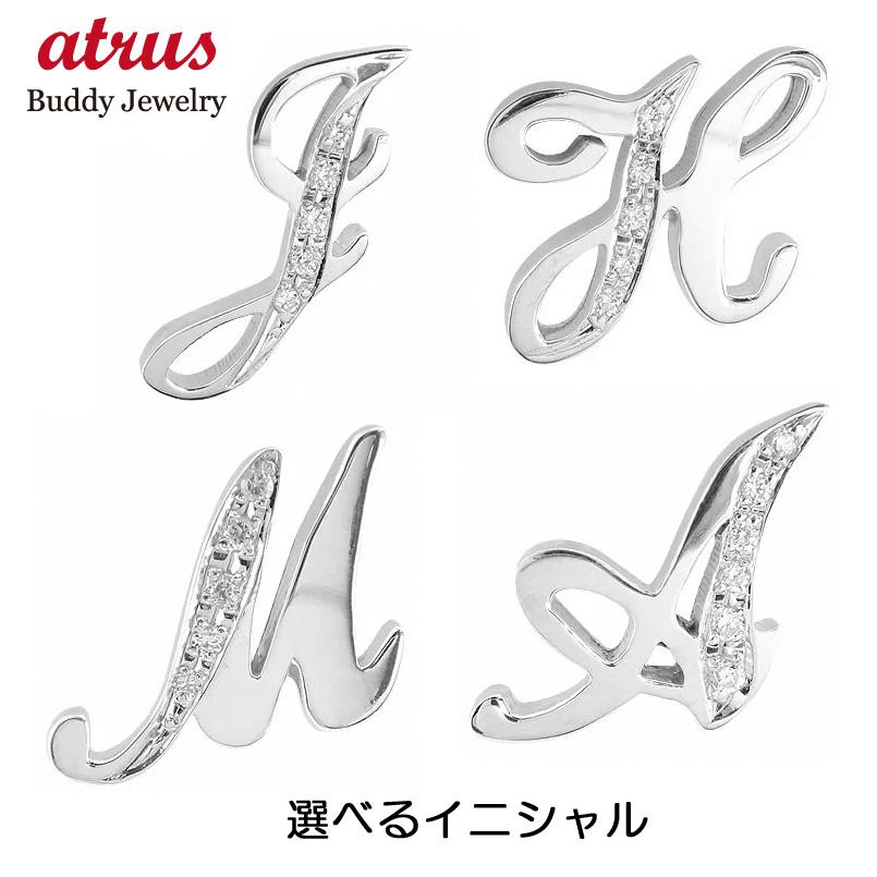 プラチナ ブローチ メンズ ダイヤ ピンブローチ ラペルピン 選べる イニシャル アルファベット ダイヤモンド 0.07ct 筆記体 文字 タイタック タイピン...