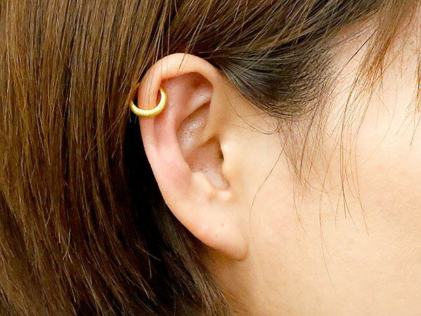 【10%OFFクーポンセール】 純金 イヤリング レディース 24金 イヤーカフ リング イヤリング イヤークリップ ゴールド 24K k24 片耳 イヤカフ 甲丸 地金 3