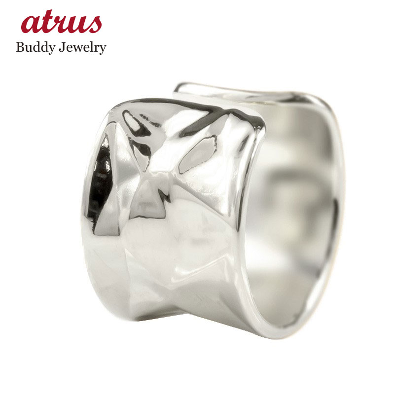 イヤーカフ プラチナ イヤークリップ 片耳用 イヤカフ イヤリング 幅広 太め ボロノイ模様 凸凹 テクスチャ pt900 地金 リング 指輪 ユニセックス 男...