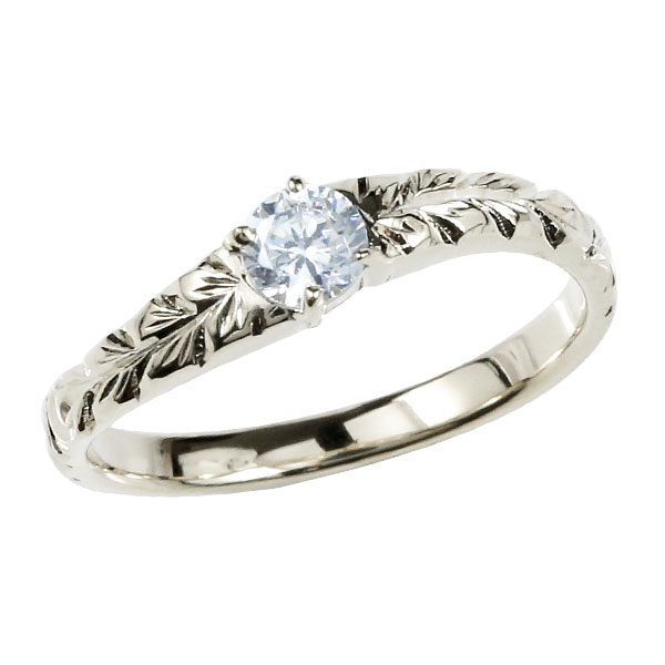 ハワイアンジュエリー 婚約 指輪 エンゲージリング ダイヤモンド ダイヤ リング 指輪 ホワイトゴールドk18 ハワイアンリング一粒 大粒 18金 18k 送料無料 LGBTQ 男女兼用